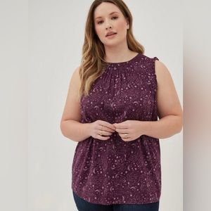 TORRID Rayon Slub Ruffle Trim Mock Neck Tank Size 2 (2X | 18-20)